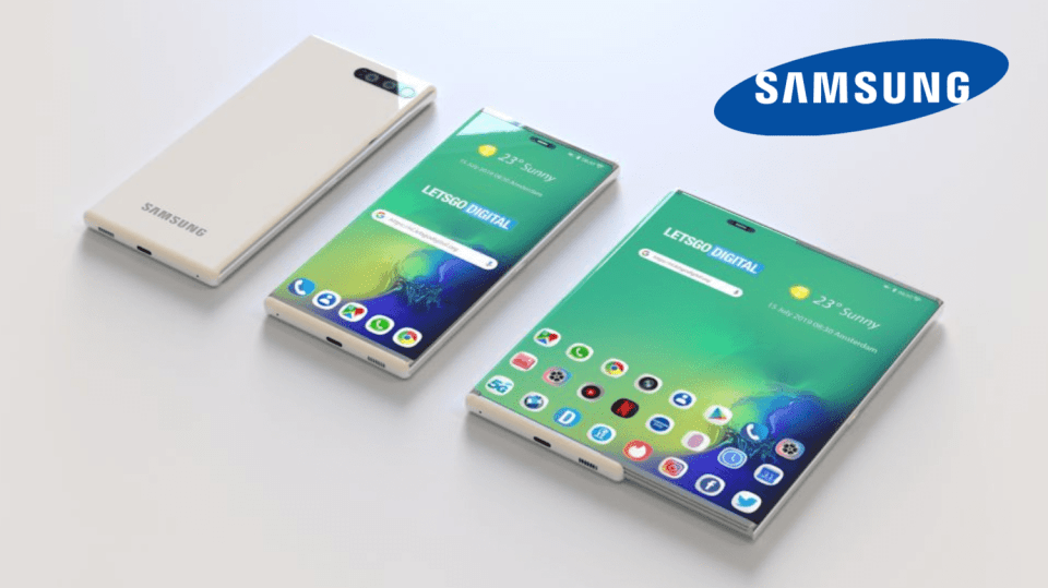 Vizualizace telefonu Samsung s rolovací konstrukcí displeje